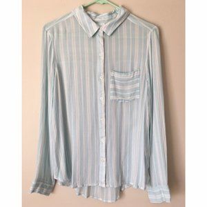NWOT–Nordstrom Rack Blue Stripe Button Down Top